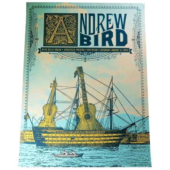 Andrew Bird 2012 San Diego Poster – Stavis Seiberling Art S/N Serigraph 18x24 - Picture 1 of 11